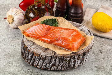 Piece of cut salmon fillet