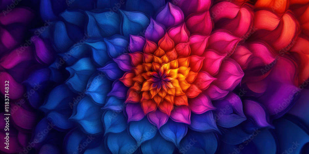 Poster vibrant spiral design featuring vivid colors and intricate patterns.