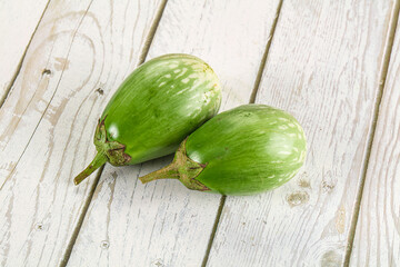 Ripe green mini eggplants heap