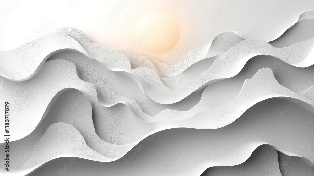 Poster an abstract white gradient curve against a gray backdrop