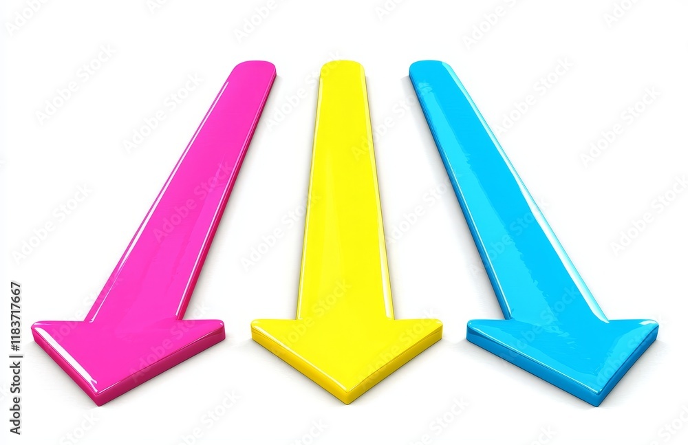 Poster the expanding business idea visualized as a dynamic 3d-colored arrow
