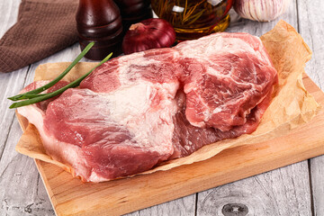 Raw pork shoulder for cooking