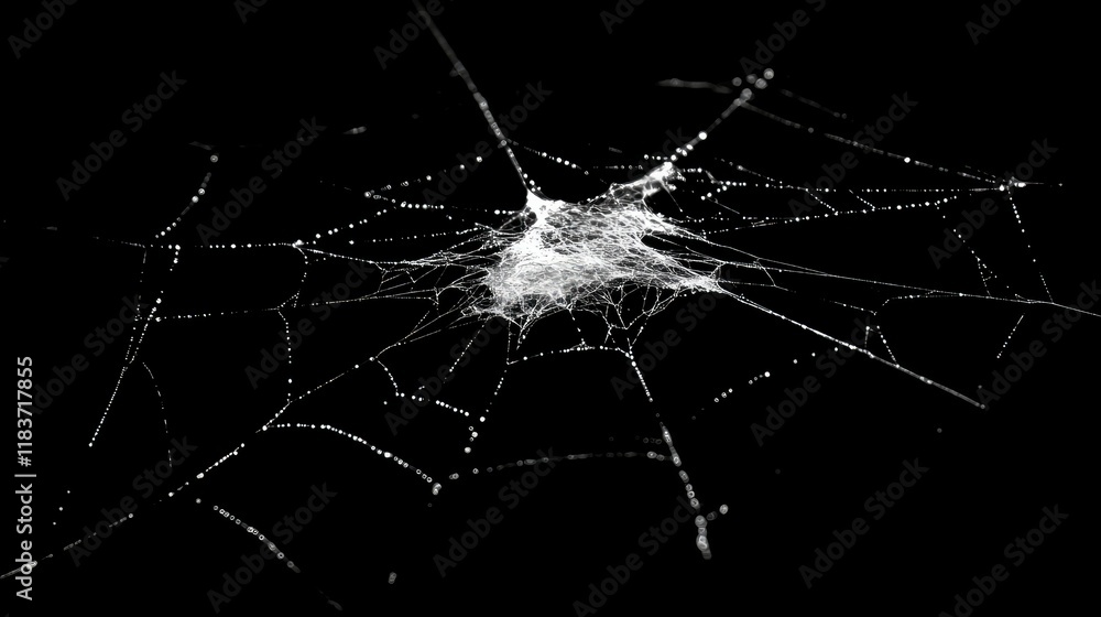 Poster intricate spiderweb pattern on black background