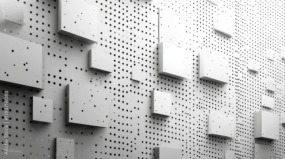Poster a gray background features a white gradient abstract polygon pattern