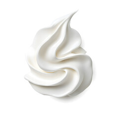 Whipped cream or meringue on white background. Meringue swirls, realistic bakery mousse