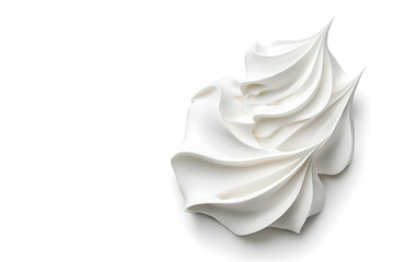 Whipped cream or meringue on white background. Meringue swirls, realistic bakery mousse