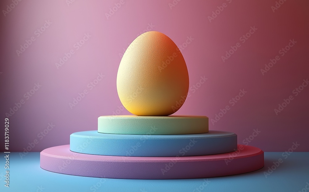Poster 3d render with an abstract background, featuring pastel neon balls and primitive geometric shapes, i