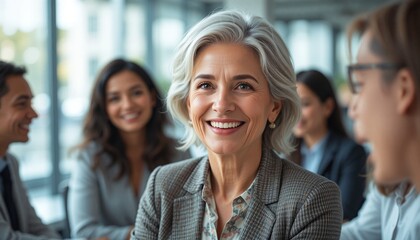Fototapeta premium Confident senior woman leading office discussion
