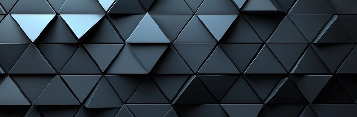 High resolution 3D abstract geometric design with a black background featuring a seamless triangle