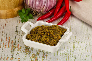 Yellow Thai spicy curry paste