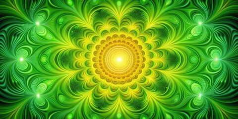 Green background with a swirling vortex of bright green and yellow patterns