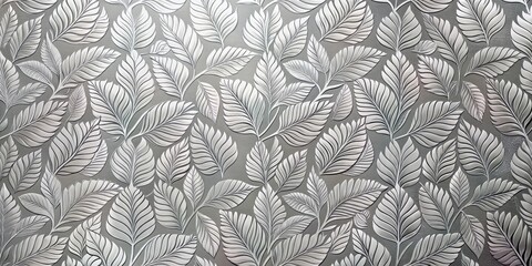 Metallic silver leaf patterns on a seamless wallpaper background, silver leaves wallpaper, elegant design