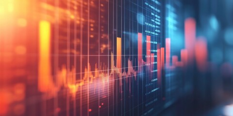 screen displaying digital data chart and graph