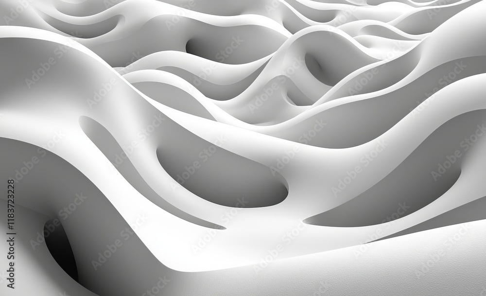 Poster an abstract background transitioning from white to gray with halftone waves design