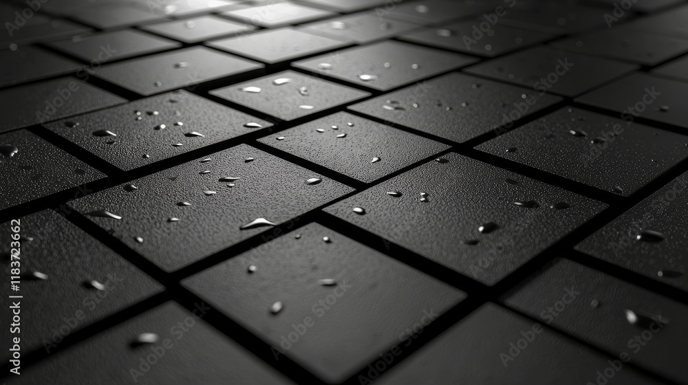 Poster a dark squares abstract background features a realistic wall of cubes