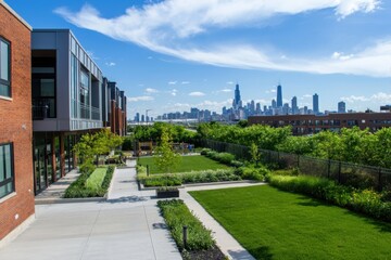 Urban farming initiative chicago landscape photography green spaces aerial view sustainable agriculture strategies