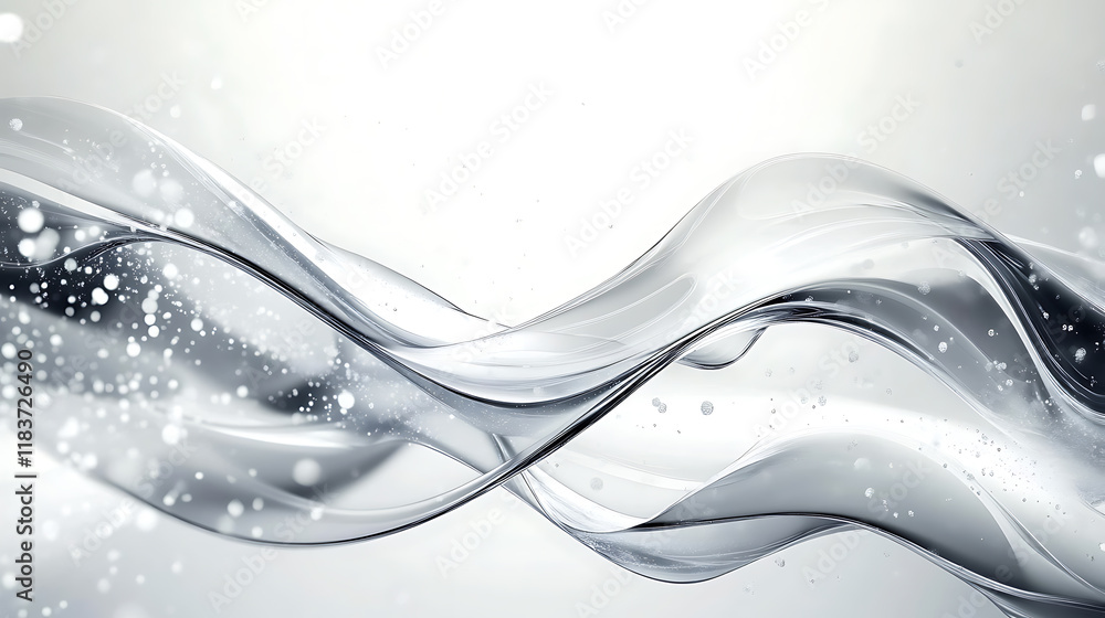 Aufkleber abstract liquid shapes forming a futuristic banner on white background grey white abstract geometry 