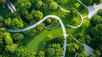 Enhancing urban forestry and green spaces design in city parks landscape architecture aerial view eco-friendly concepts