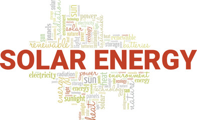 Solar Energy word cloud conceptual design isolated on white background.