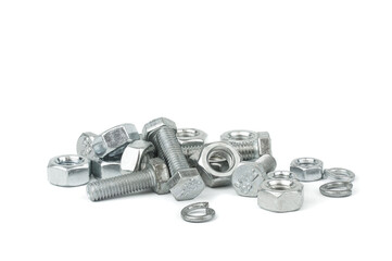 Nuts and bolts isolated on a white background