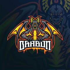 Dragon mascot logo design vector with modern illustration concept style for badge, emblem and t shirt printing. Angry dragon illustration for sport team.
