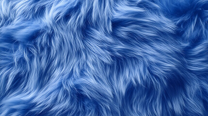 Blue delicate background of nice furry cloth, soft loose folds on the fabric of faux fur of blue classic color as textured background, selective focus