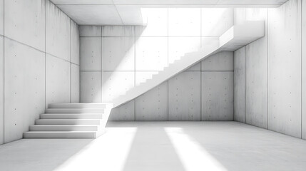 Obraz premium Bright white concrete interior, illustration