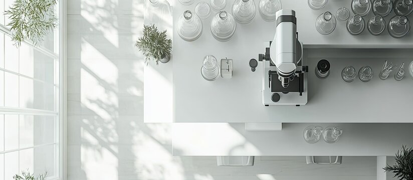 Modern Lab: Sterile White Workspace with Microscope