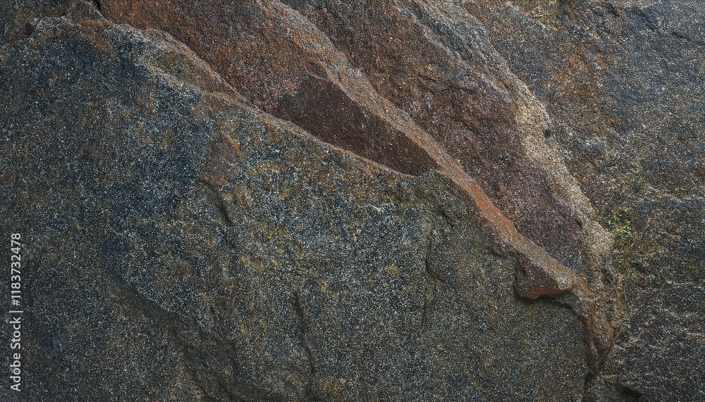 Poster close-up of textured dark slate stone surface with natural rough patterns and earthy tones for use in background design or texture projects
