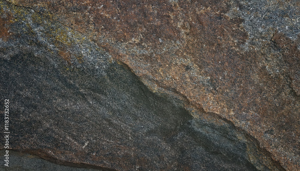Poster close-up of textured dark slate stone surface with natural rough patterns and earthy tones for use in background design or texture projects