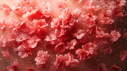 Creative cherry blossom petal explosion, spring background