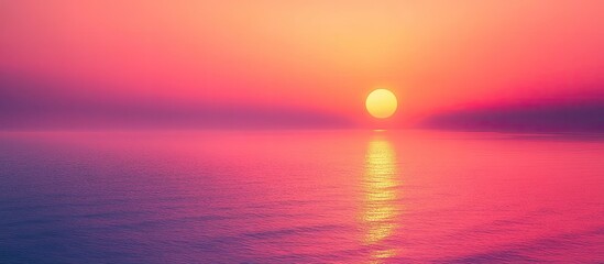 Fototapeta premium Pink Sunset Over Calm Ocean: A Serene Seascape