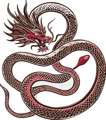 dragon snake mascot logo design concept	