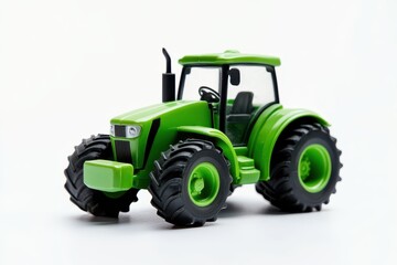 Obraz premium Isolated green toy tractor against white background High quality image