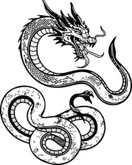 dragon snake mascot logo design concept	