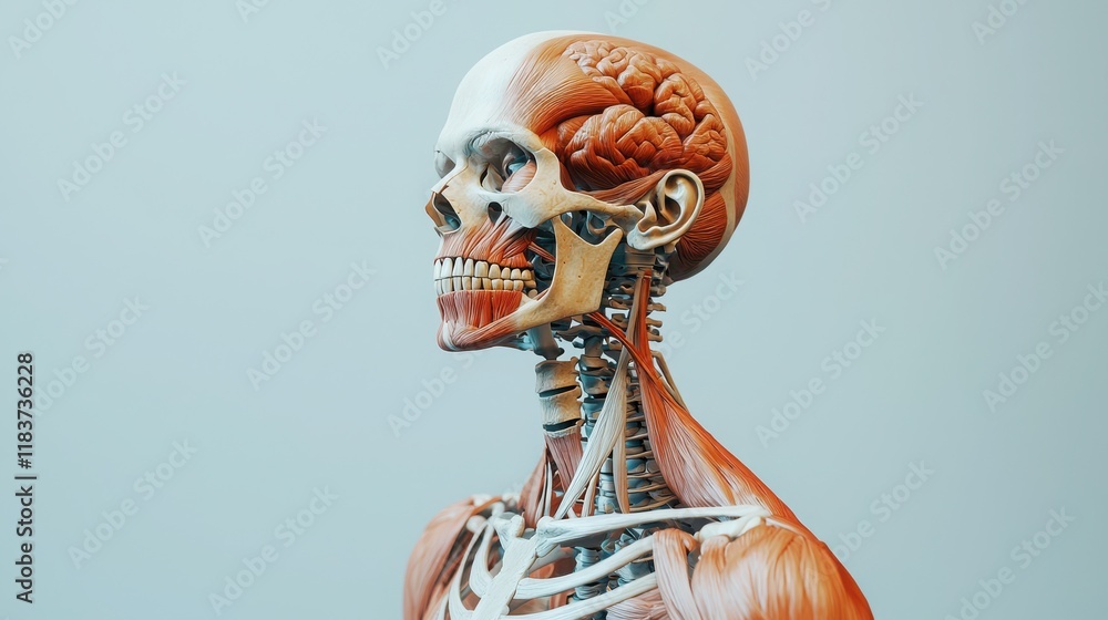 Aufkleber artistic human anatomy chart highlighting the skeletal structure with color-coded muscles and joints