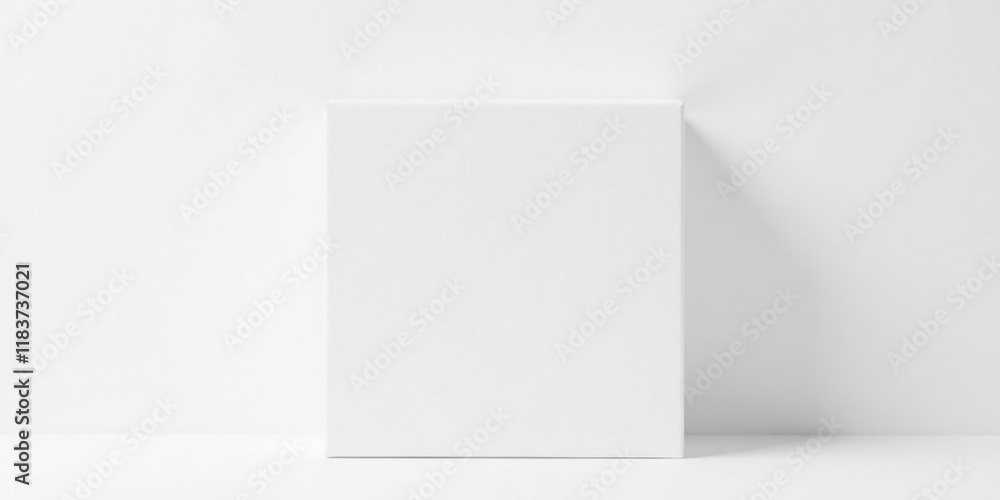 Poster blank white box on simple background ideal for product presentation or mockup design
