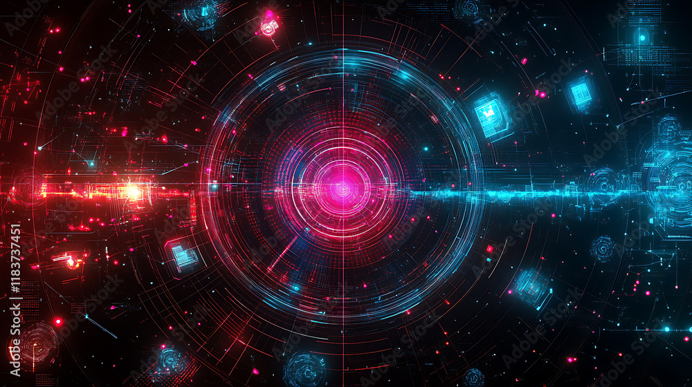 Poster futuristic technology for global data analysis complexity graphs and analytical diagrams in technolo