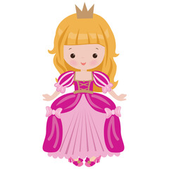 Cute princess vector cartoon illustration