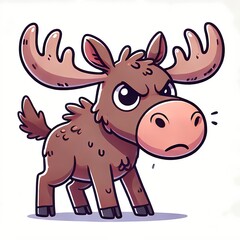 Obraz premium Cute Angry Moose Cartoon Vector Icon Illustration
