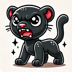 Fototapeta premium Cute Angry Panther Cartoon Vector Icon Illustration