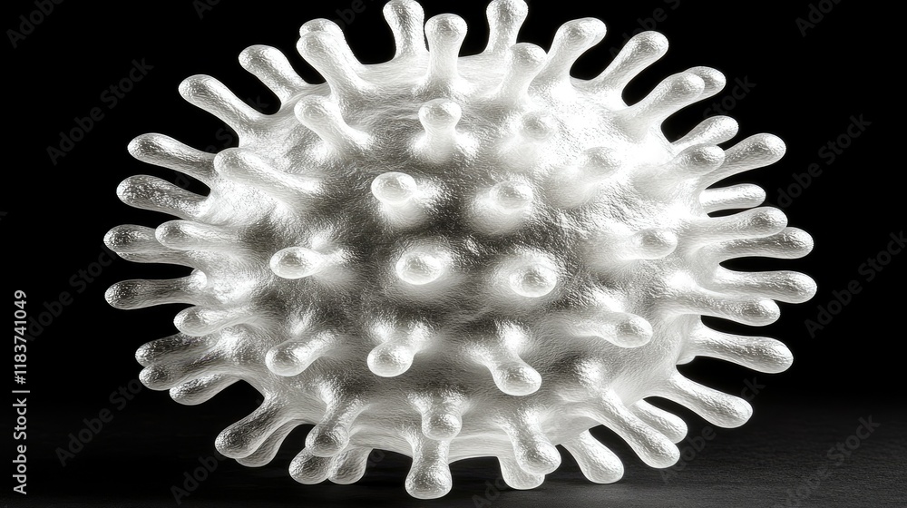 Poster microscopic view of a virus particle, 3d render