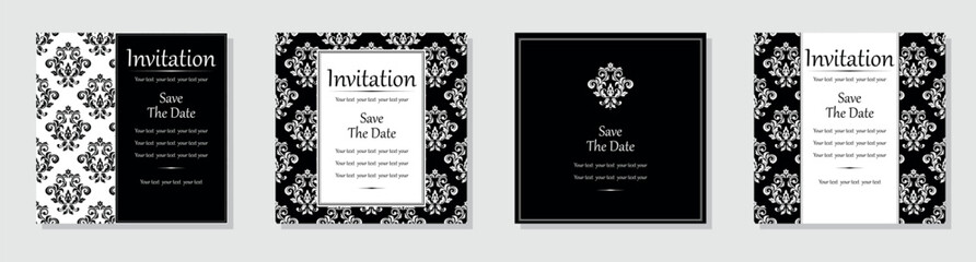 Set of abstract floral patterns. Vector seamless backgrounds. Perfect for invitations or announcements