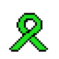 Pixel Art Green Awareness Ribbon