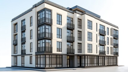 Obraz premium Modern Apartment Building Exterior in Urban Setting