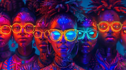 Fototapeta premium Vibrant portrait of diverse individuals showcasing unique styles and expressions, embracing culture and creativity.
