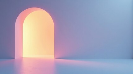Fototapeta premium Pastel Archway Leading to a Bright, Warm Interior Space