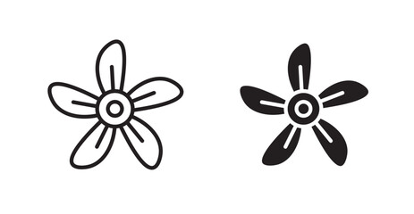 Araliya flower icon set vector graphics designs