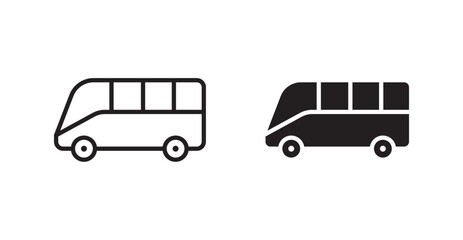 Bus coach icon set vector graphics designs