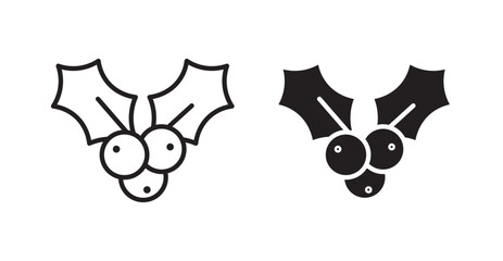 Christmas holly berry icon set vector graphics designs